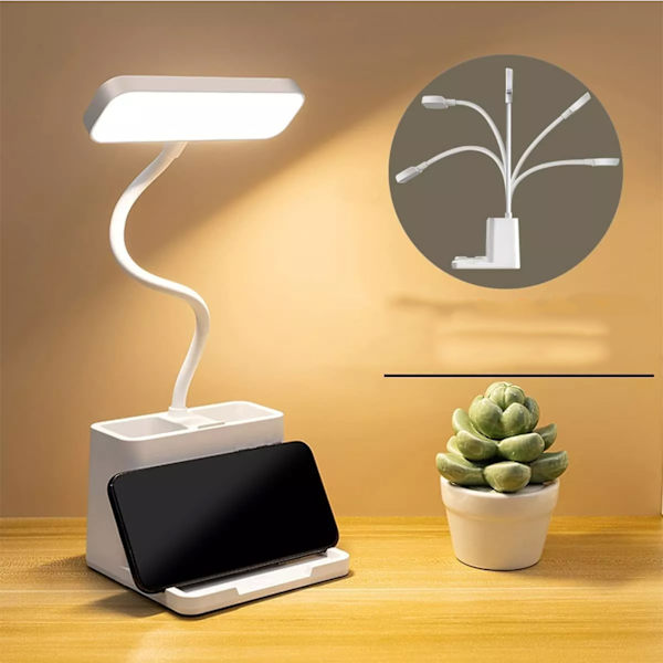 Barnläslampa 3 LED-lägen Stabil bas Flexibel svanhals USB-laddning Barnbordslampa för studenter Studie Arbete