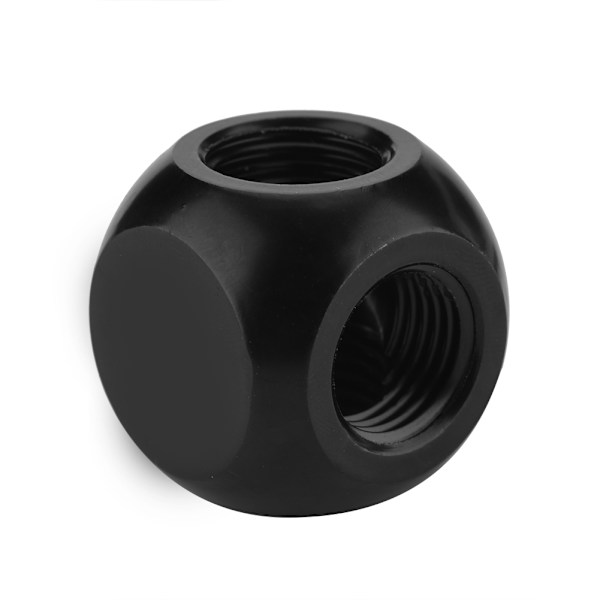 G1/4" metal sfærisk rør 4-vejs Fitting Connector til PC Vandkøling Sort