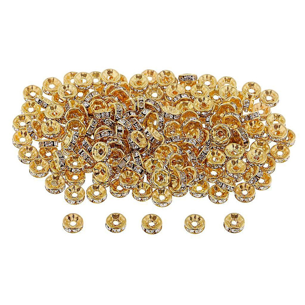 2 x 200 stk. 8 mm belagte rhinestone rondelle spacer perler til smykkefremstilling--