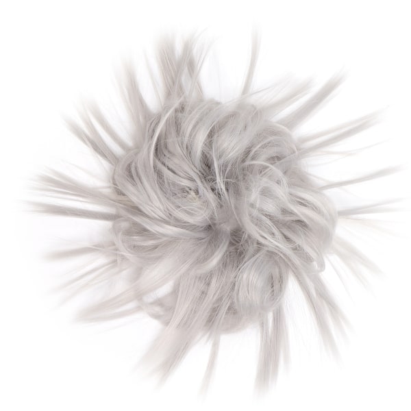 Fluffigt hår Bulle-förlängningar Hög temperatur Fiber Smutsigt Bulle-hårbit Rufsig Updo Hårbullar (Q17-Grå# )
