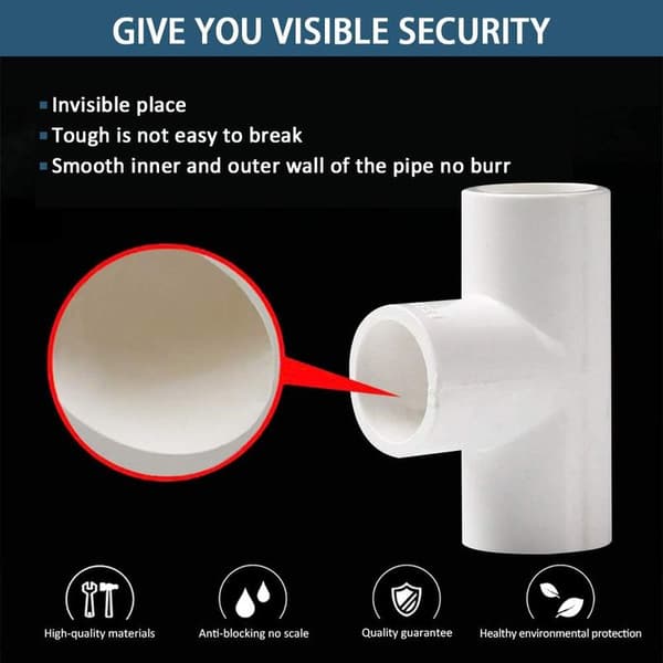 Trykrørsfittings - 6 hvide PVC 20 mm T-adapterfittings til konstruktion af kraftige drivhuse og møbler.