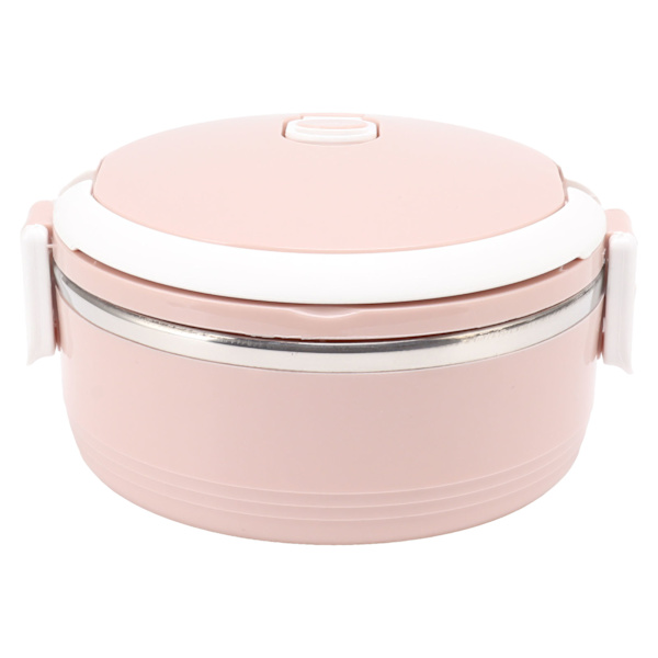 Termisk lunchlåda i rostfritt stål, enkelskiktad, bärbar, isolerad bento-låda med säkerhetsspänne för barn och vuxna, rosa