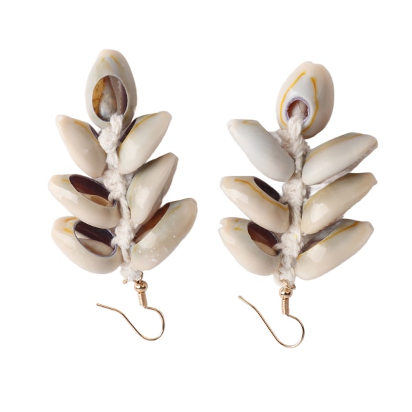 Conch Shell Örhängen Boho Style Shell Dangle Örhängen Handvävda örhängen för kvinnor Flickor Vit