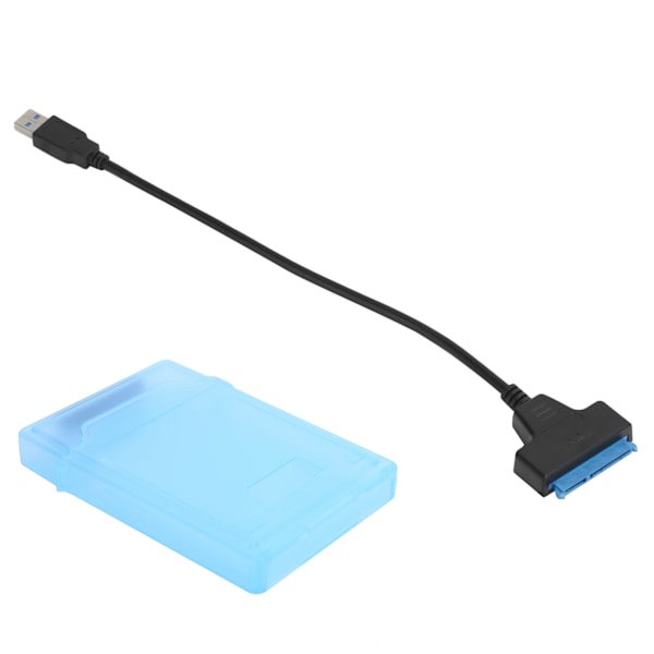 Harddiskadapterkabel 2,5 tommer SATA USB3.0 HDD/SSD konverterkabel med beskyttelsesboks Blå