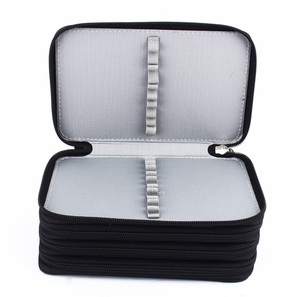 72 Indsættelse af Super Large Capacity Multilayer Pencil Pen Bag Pouch Kosmetisk etui Sort