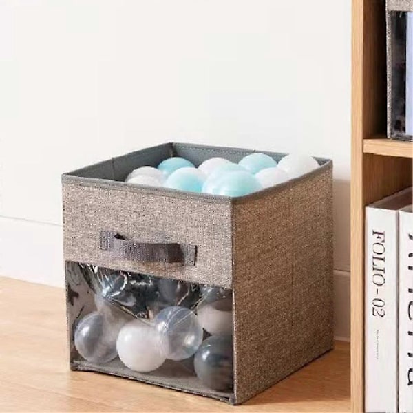 Stof Cube Opbevaringsboks Transparent Opbevaringsboks Brun
