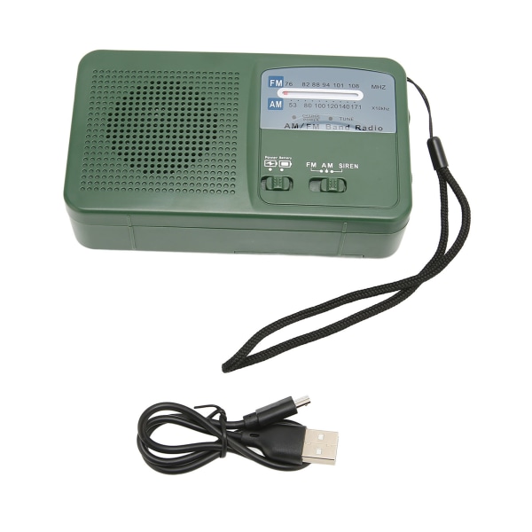 Solar Handvev Radio Multifunktion Bärbar Uppladdningsbar Nödradio med LED-ficklampa för Camping Outdoor Green