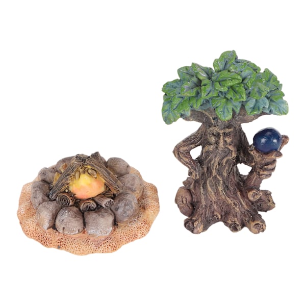 Fairy Garden Tree Lyse farver Detaljeret tekstur Vandtæt harpiks Fortryllet bedstefartræ med bål til dekoration DIY