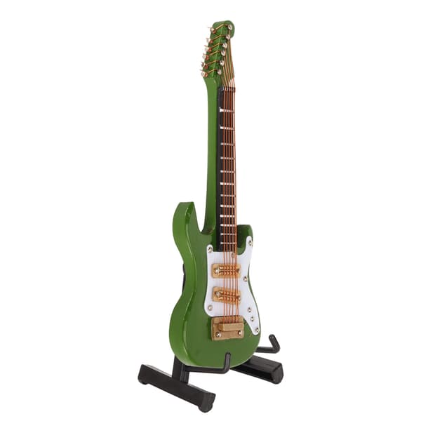 Elgitarr Dekoration Miniatyr Musikinstrument Gitarr för Hem Familj Grön 10cm