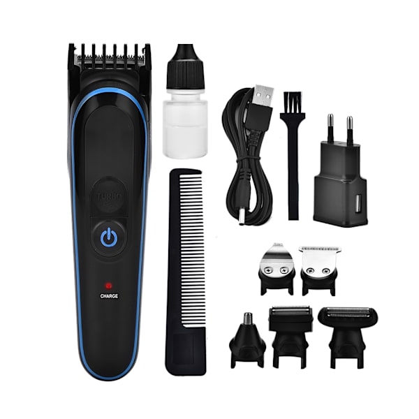 Multifunksjonell elektrisk barbermaskin trimmer nesehårfjerner vaskbart hode EU-plugg