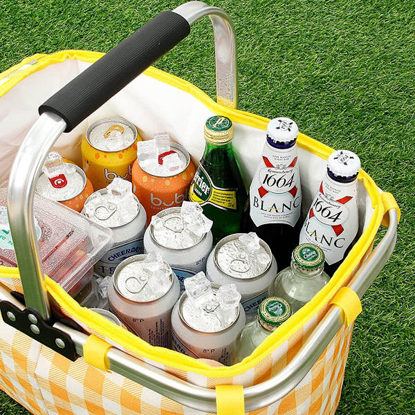 En grön hopfällbar picknickkorg 30L varukorg med lock och