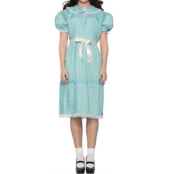 80-luvun Creepy Sister The Shining Twins Halloween -asu sininen puff-hihainen mekko naisille M