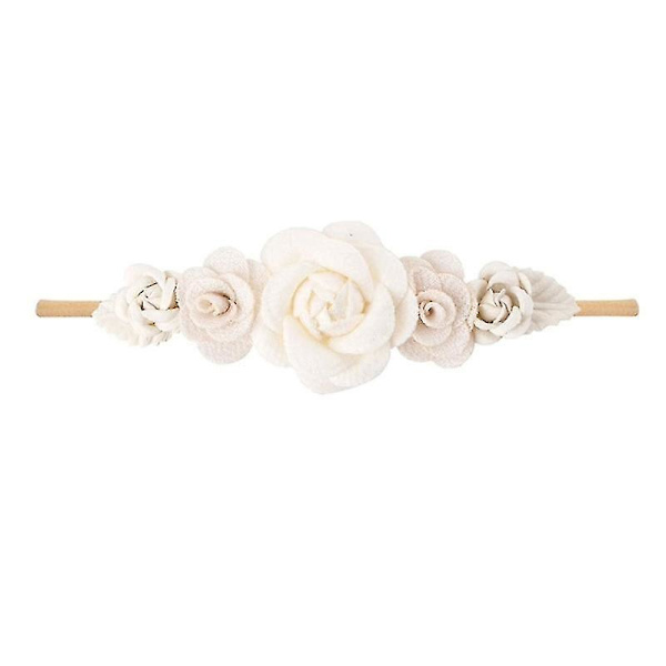 Babyjente Hårbånd med Kunstig Blomst Elastisk Nylon Prinsesse Hårbånd