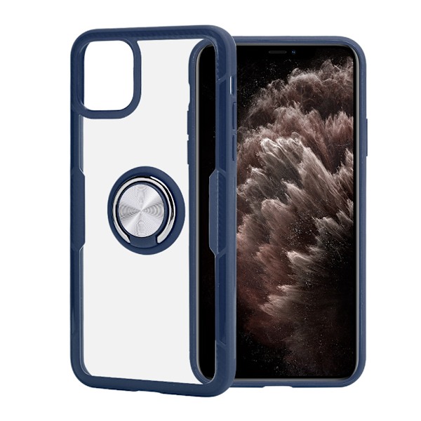 Transparent stöttålig telefonfodral med magnetisk hållare ringfodral för IOS 11Pro MaxMörkblå för IOS 11Pro Max（6,5 tum）