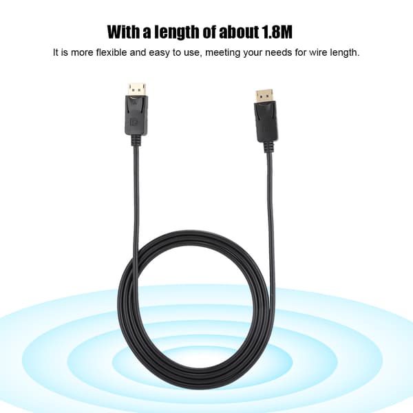 1,8M DisplayPort-kabel DP til DP-grænsefladeadapterkabel Sort Tilbehør til mobiltelefoner