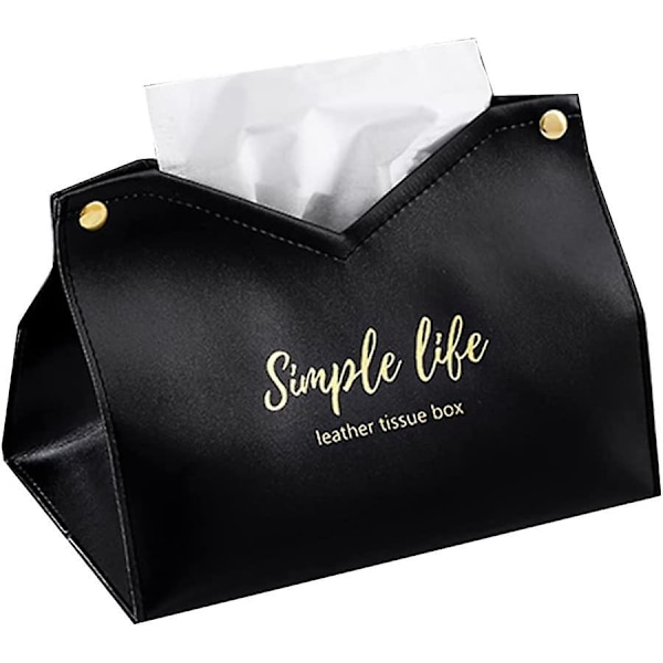 2 st Läder Tissue Box, Tissue Dispensers Servetthållare, Toalettpappersförvaringslåda, Kontor och Bil, Svart, Rosa, 19*12*12cm
