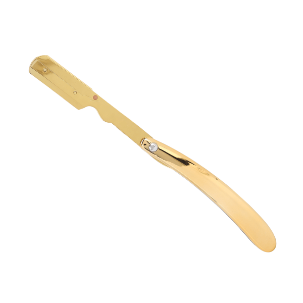 Lige kant barberkniv til mænd, manuel barberkniv i rustfrit stål til frisørhjemmet (uden klinge) Guldbelægning