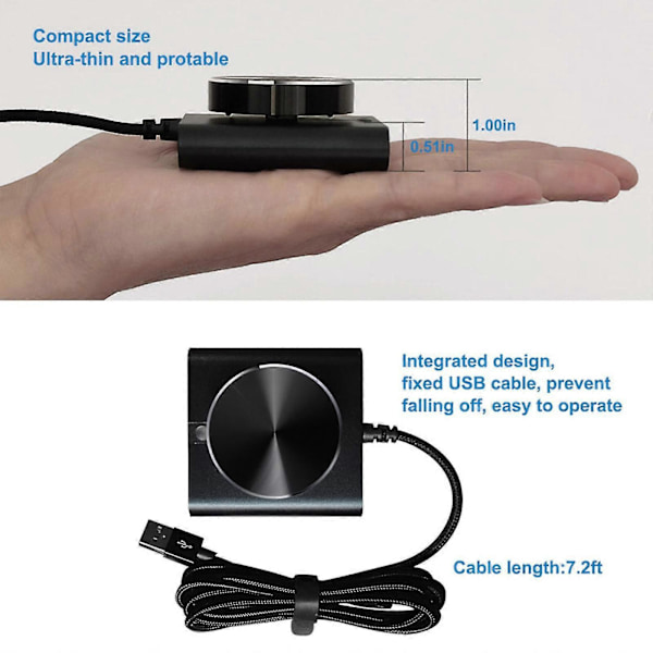 USB Volymkontroll, PC Dator Högtalare Ljudvolym Fjärrkontroll Knapp