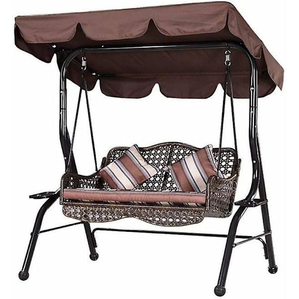 210D Vanntett Hagehuske Tak Erstatning Huske Tak Erstatning Solskjerming Gyngende Hage Anti-UV (Kaffe, 164×114×15cm)-tre seter