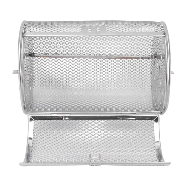 Roterende Grillkurv Rustfrit Stål Grillbur Rund Rustfrit Stål BBQ Grillnet til Jordnødder Tørrede Nødder Grøntsager A