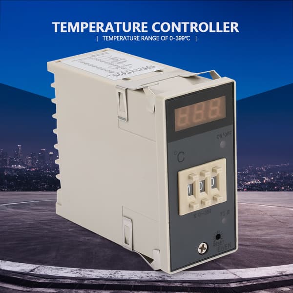 E5EM Digital Termostat 0-399 Graders Temperaturregulator Med K-Typ Termoelement