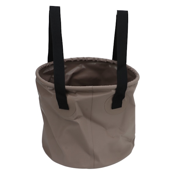 Hopfällbar Campinghink 10L Kapacitet Livsmedelskvalitet PVC Mesh Sida Förstärkt Rep Bärbar Utomhus Fällbar Hink för Resa Sandfärg