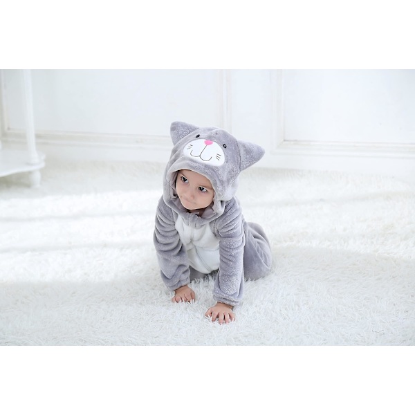 Toddler Dinosaur Huvtröja Kostym för Barn Halloween 24-30 Månader Grå