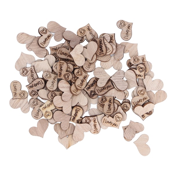 200 stk trehjerter 16x22mm Premium tre miljøvennlig giftfri bred applikasjon hjerteutskjæringer for DIY-gaver håndverk
