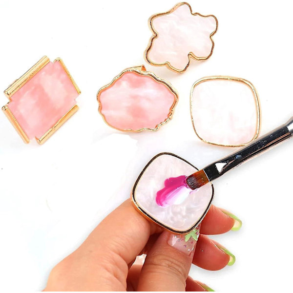 Art Palette Nails - 4-delt sett med justerbar ring og designplate, steinharpiksblanding og malingsgellakk - Negle-DIY-sett