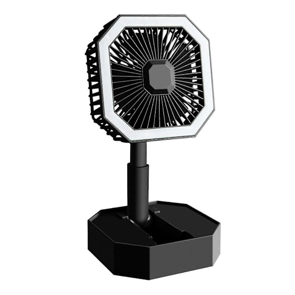Udtrækkelig og foldbar lydløs lille ventilator, USB-opladning skrivebords natlampe mini kollegium bærbar mini bordventilator til soveværelse kontor hjem, sort