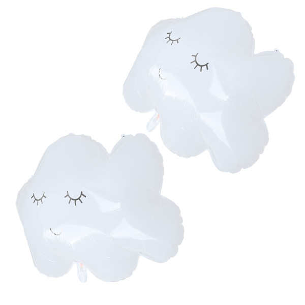 2 kpl Ilmapallo valkoinen alumiinifolio Smiley Cloud Air Balloons juhlakoriste puhallusputkella