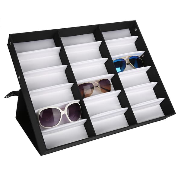 18 rum Glas Display Case Solbriller Opbevaringsboks Organizer Briller Smykker Display Box