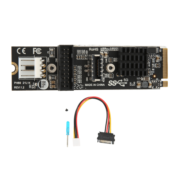 19-nastainen laajennuskortti M.2 MKEY PCIe edessä USB 3.1 5Gb VL805-pääohjaimelle TYYPPI C 19PIN-sovitin tietokoneelle