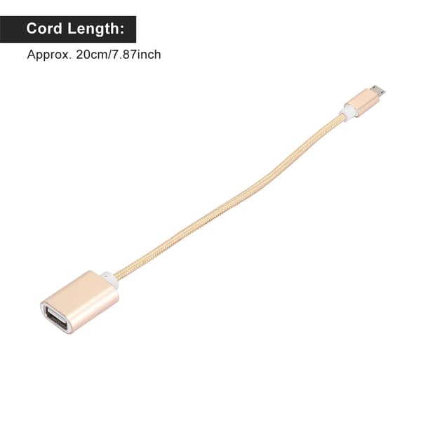 3 STK Vævet Stof Forstærket Stik Ingen Rust Glat Transmission USB Input Micro Output OTG Adapterkabel til Android Guld