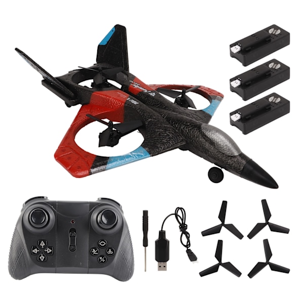RC-lentokone LED-lampulla 2.4GHZ Super Remote Glider pojille ja tytöille syntymäpäivälahjat Punainen Kolme akkua