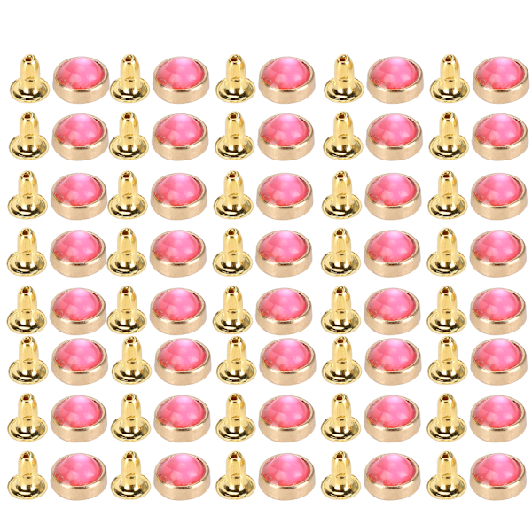 100 Set Färgade Kristallnitar i Zink-legering för Bagage, Kläder, Skor, Dekoration, DIY-verktyg, 8 mm, Rosa