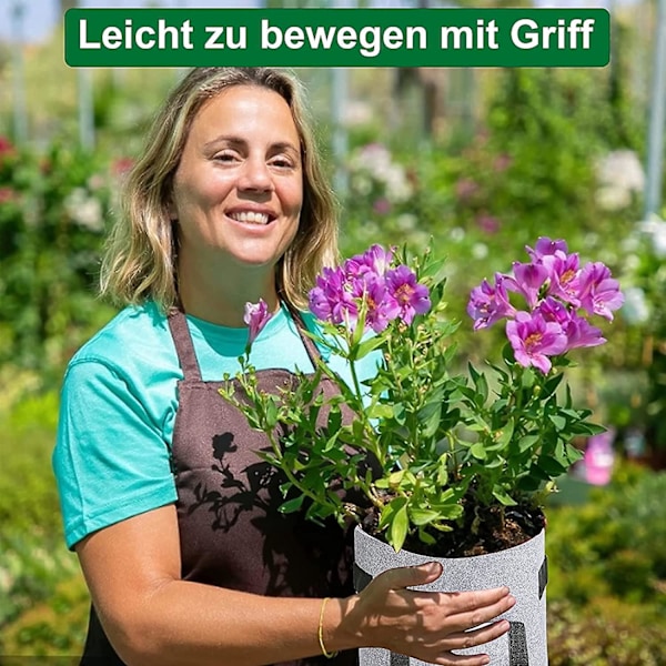 10 gallon kartoffelplantningspose, plantepose til blomsterpotter med robuste håndtag og visualiseret klap, tykke non-woven potter