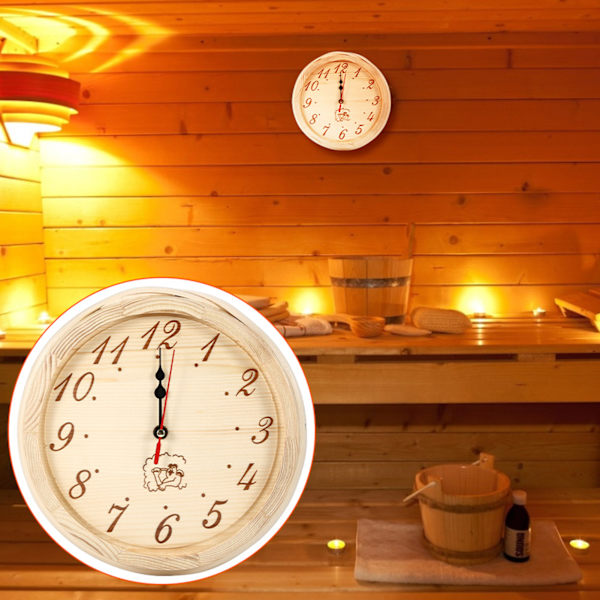 23 cm Diameter Sauna Klocka Väggmonterad Träklocka för Bastu Rum Hem Kontor Användning