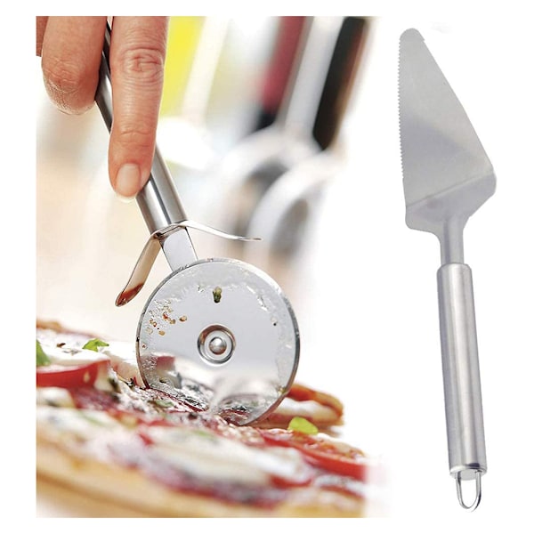 Pizza Cutter Wheel Kit Rustfritt Stål Pizza Roller Cutter med Spade Kjøkken Cutter Set