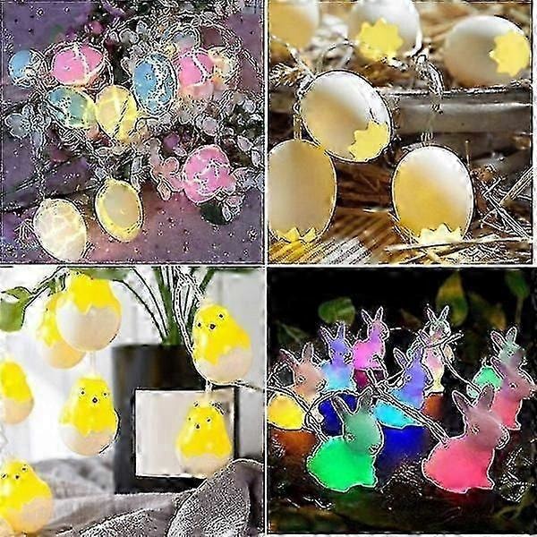 Påskäggsform 1,5m 10 LED dekorativa hängande ljus ornament Glad Påsk Kyckling Kanin Led Ljus Lightlord Hem Semesterfest