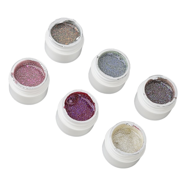 Glittrande Gelnagellack Set 6 Färger Holografisk Soak Off UV Gel Polish Kit för Kvinnor Flickor