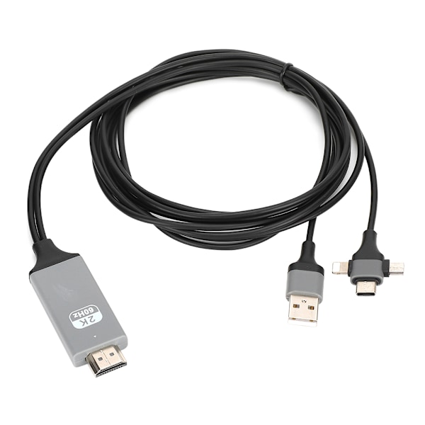 3-in-1 HDMI HD -kaapeli, matkapuhelimen näytön projektiolinja IOS/Android/Type-C