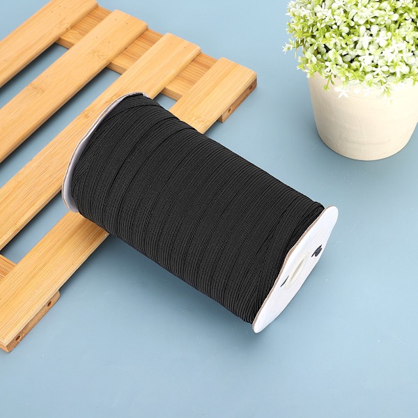 100 meter elastiskt band platt flexibelt rep band munstycke kläder tillbehör 10mm (svart )