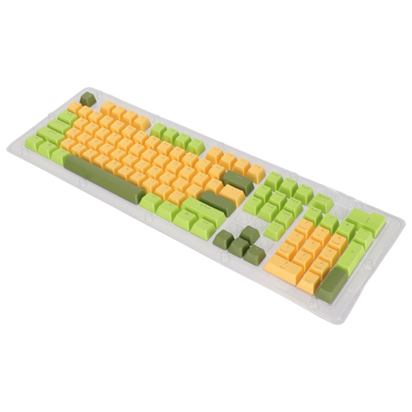 Tangentbord Tangentkapslar 107 tangenter Tre färger genomskinliga tecken Arc Layout Mekanisk tangentbord Tangentkapslar Matcha gul