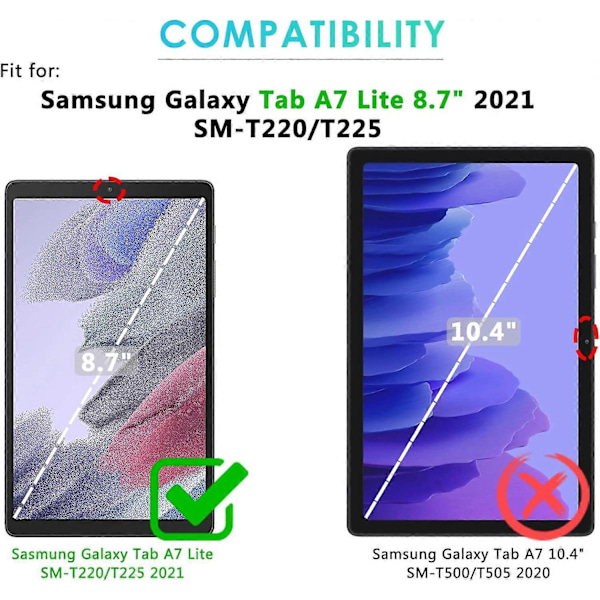 Fodral för Samsung Galaxy Tab A7 Lite 8.7 Tum 2021 (SM-T220/T225) Ultratunt Skyddande Fodral Tablet A7 Lite 8.7\" SMT220 Smart Folio Fodral, Graffi