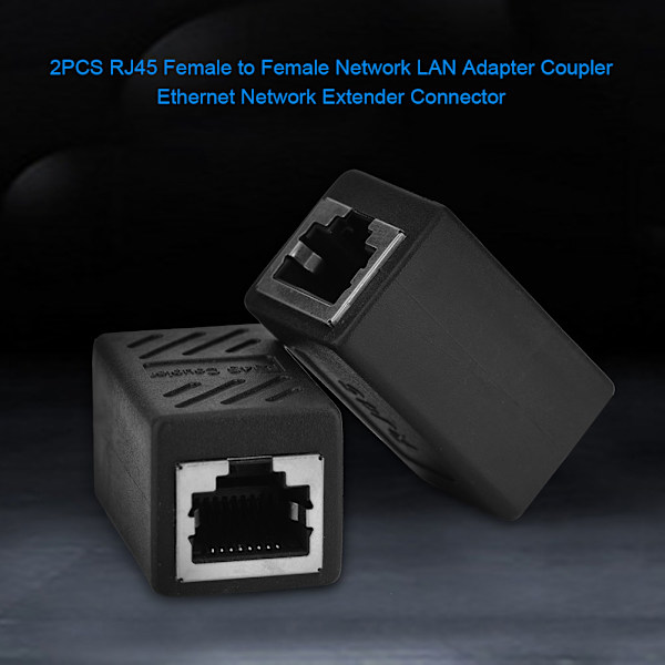 2 STK RJ45 hun til hun netværk LAN adapter kobling Ethernet netværk forlænger stik