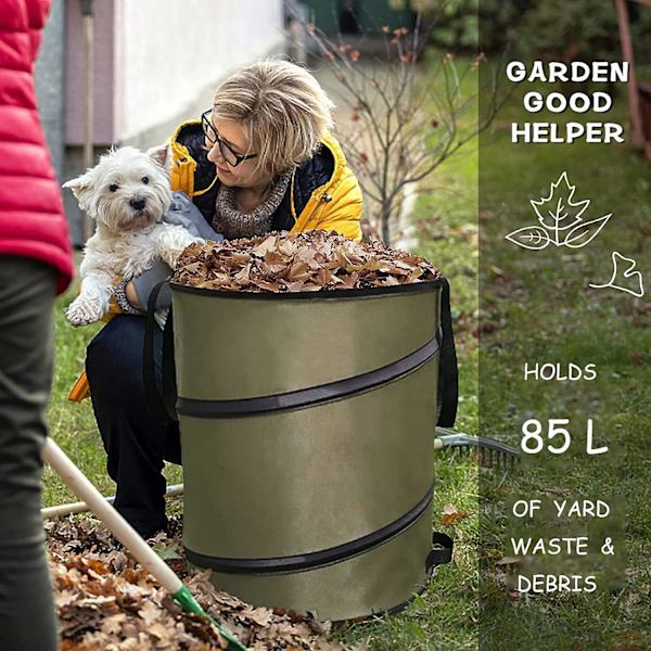 Sæt med 1 holdbare 37L pop-up havetasker, genanvendelige havespande til camping, picnic og udendørs