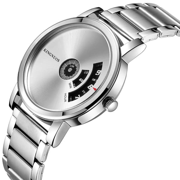 Eksplosioner kreativ viserløs skive forretningsur Sølv stålrem Silver steel strip Silver dial