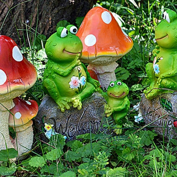 Udsøgt Frø Have Dekoration, Resin Frø Statue Skulptur, Velkommen Til Vores Have Statue