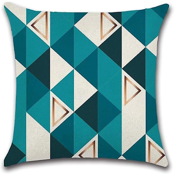 4 kpl Tyynynpäällisiä 45 x 45 cm, Neliönmuotoinen Koristetyynyliina Sohvan Tyynynpäällinen Sininen Kolmio Painettu Geometrinen Kuvio Puuvilla Pellava Kodin Sisustus